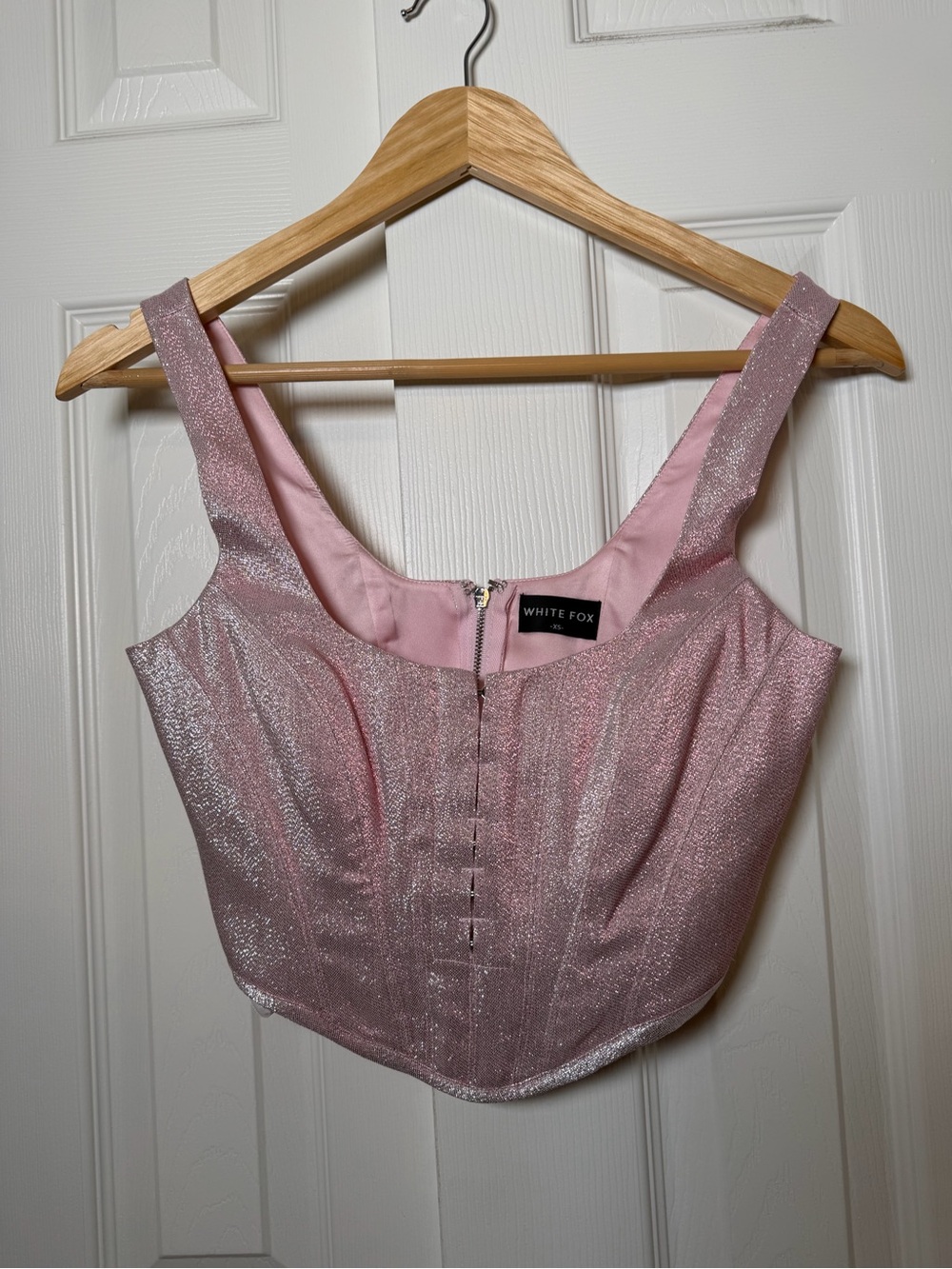 White Fox Pink Shimmer Corset Top XS